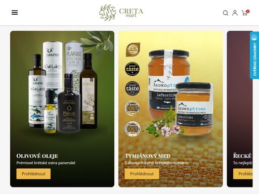 chuť řecka v té nejčistší podobě – prémiové olivy, oleje, med, byliny a přírodní kosmetika z rodinných farem a malovýroby z kréty a dalších regionů hellady.