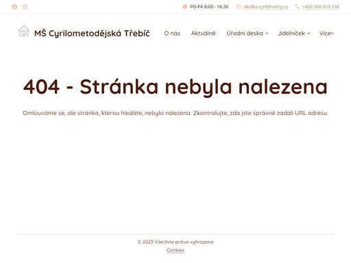 kontakty mateřská škola cyrilometodějská třebíč