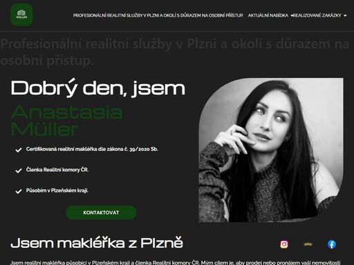 reality müller anastasia – profesionální realitní služby v plzni a okolí s důrazem na transparentnost a osobní přístup. nabízím pomoc při prodeji, pronájmu i ocenění nemovitostí, včetně poradenství a právní podpory. vaše spokojenost je mou prioritou.