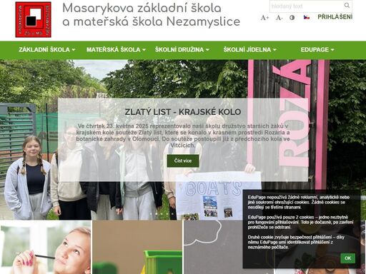 oficiální webové stránky organizace: masarykova základní škola a mateřská škola nezamyslice