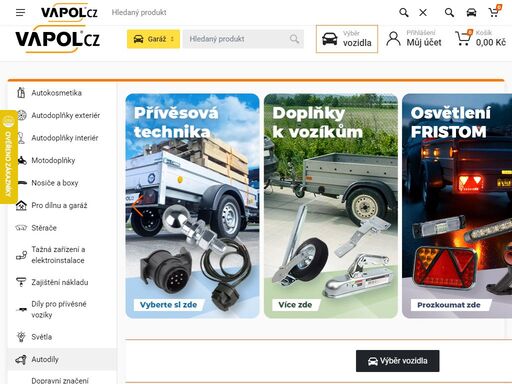 autodoplňky, náhradní díly a příslušenství pro váš vůz. 98 % zboží skladem, doručení do druhého dne. pomáháme s nákupem už přes 30 let. vapol cz