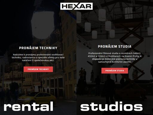 pronájem filmového studia a osvětlovací techniky