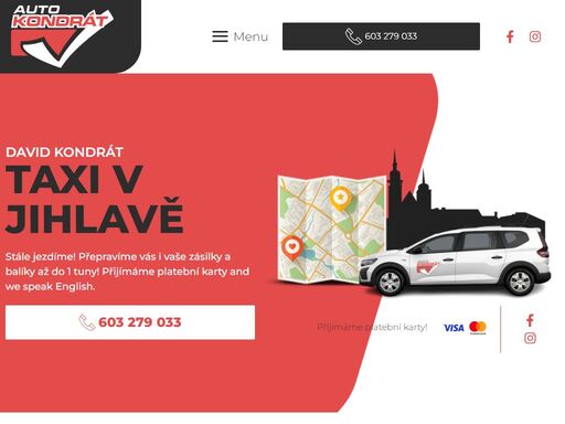 využijte služeb taxi kondrát, přeprava osob v jihlavě. dále přepravujeme osoby i mimo jihlavu na letiště - praha, brno, pardubice nebo vídeň.