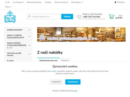 knihkupectví s náboženskou literaturou a dalším zbožím.