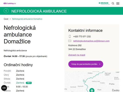 nefrologická ambulance čtvrtek 14:00 - 17:30 (pouze pro objednané)