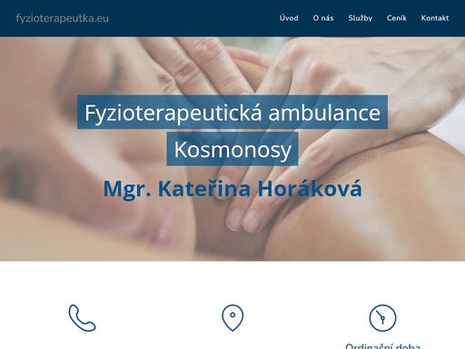 fyzioterapeutická ambulance. fyzioterapie mladá boleslav - kosmonosy, fyzioterapie dospělých, dětská fyzioterapie, sportovní fyzioterapie, reflexní terapie, masáže.