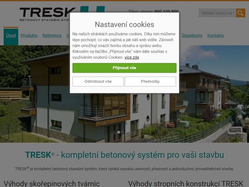 tresk - kompletní stavební systém, který vyniká vysokou pevností, přesností a jednoduchou proveditelností stavby