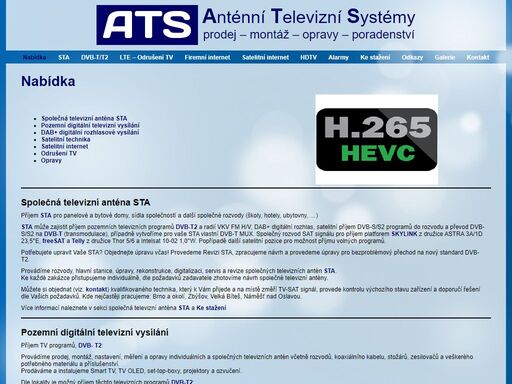 společné televizní antény sta, montáž satelitů, montáže anténních a satelitních systémů, digitální satelitní a televizní příjem, satelitní internet.
