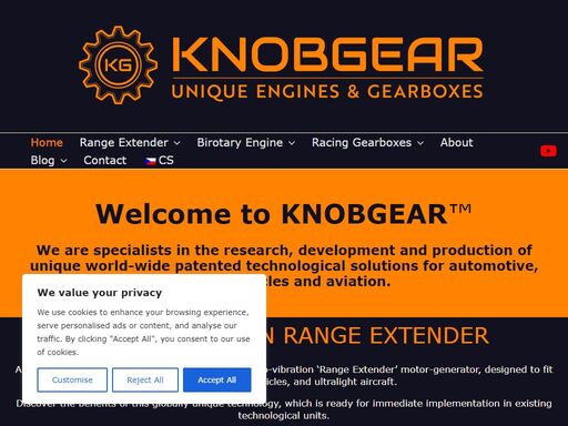 explore knobgear for patented automotive solutions like zero-vibration range extender and birotary engine for aviation. innovation in motion!