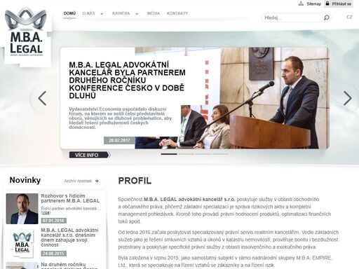 profil - společnost m.b.a. legal advokátní kancelář s.r.o. poskytuje služby v oblasti obchodního a občanského práva, přičemž základní specializací je správ