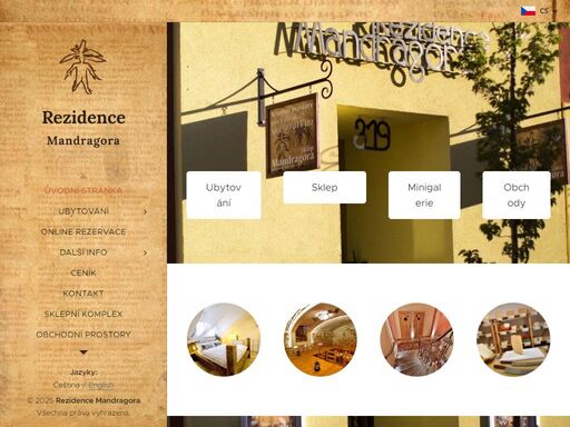 v rezidenci mandragora najdete ubytování, obchody, sklep, a byty