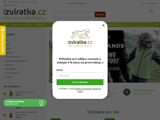 rodinný obchod s tradicí zaměřený na kvalitní krmiva, přírodní léčbu, canicross a vybavení na outdoor se psem. 
