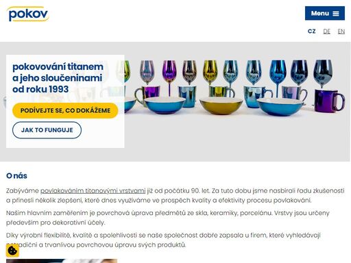 jsme zkušená společnost specializující se na povlakování titanovými vrstvami od počátku 90. let, která využívá nasbírané zkušenosti a zlepšení pro zvýšení kvality a efektivity procesu.