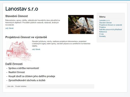 lanostav s.r.o., obnovy památek, stavební a projekční činnost.