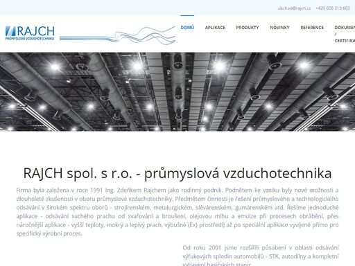 rajch, spol. s r.o., průmyslové odsávání a filtrace, patronové a hadicové filtry, odsávací ramena, svařovací stoly, komplexní řešení odsávání