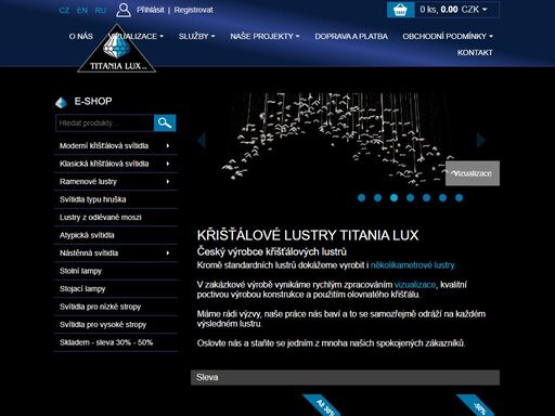 křišťálové lustry titania lux - český výrobce křišťálových lustrů