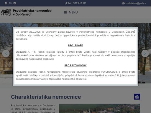 psychiatrická nemocnice v dobřanech je státní příspěvkovou organizací - rehabilitace psychicky nemocných pacientů.