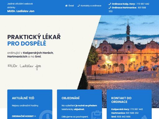 mudr. ladislav jon. praktický lékař pro dospělé. ordinující v kašperských horách, hartmanicích a srní.