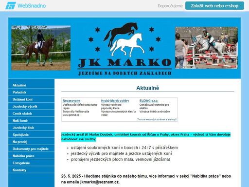 jezdecký areál doubek, ustájení koní, jezdecký výcvik