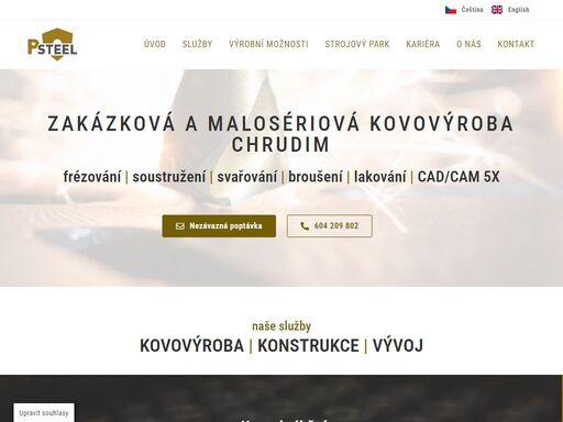 jsme strojírenská firma poskytující malosériovou zakázkovou kovovýrobu po celém česku z chrudimi. hledáme nové zaměstnance i klienty.