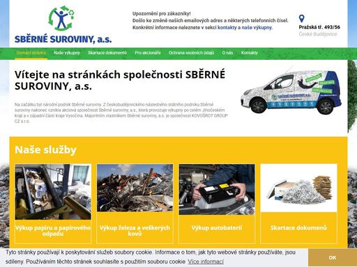 sběrné suroviny - výkup kovů, papíru, skartace dokumentů, ekologická likvidace autovraků
