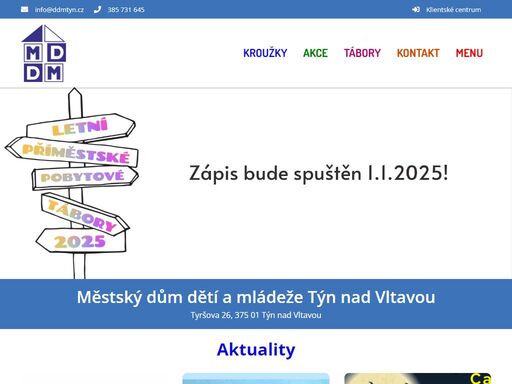 městský dům dětí a mládeže týn nad vltavou