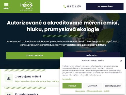 autorizovaná a akreditovaná laboratoř pro autorizované měření emisí, měření imisí, měření odpadních plynů, hluku, vibrací, pracovního prostředí, rozbory vody a další ekologické služby od ineco.