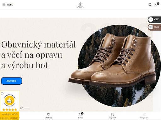v našem online obchodě najdete obuvnický materiál a spoustu dalších věcí na opravu a výrobu bot, brašen, tašek a jiných výrobku.