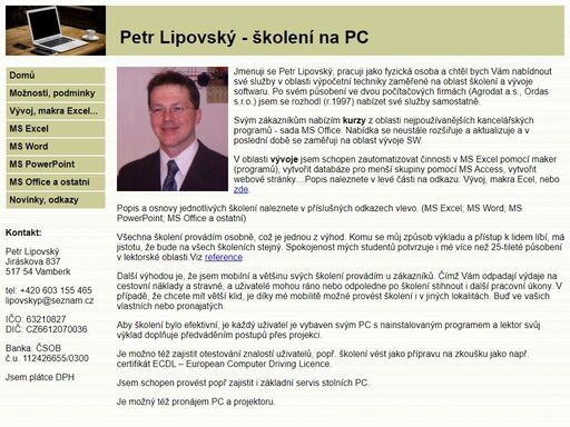 školení na pc, ms office, excel, word, vývoj sw, makra, web