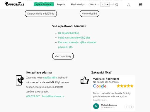 prodej bambusů rodu fargesia, phyllostachys i protikořenové zábrany. sazenice mrazuvzdorných bambusů vhodných na živé ploty i předpěstované živé ploty z bambusu.