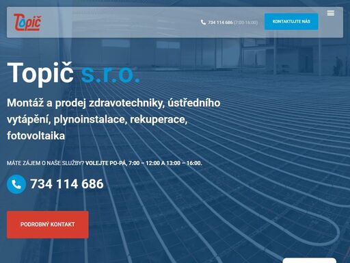 topič s.r.o. - montáže, servis a prodej zdravotechniky, ústředního vytápění a plynoinstalací. vodotopo holešov a okolí.