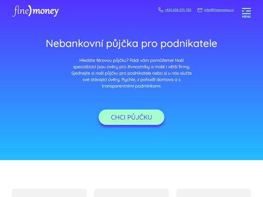 finemoney je nebankovní půjčka nejen pro podnikatele, živnostníky a firmy ?? půjčte si ihned online i více než 10000000 kč.