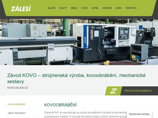 zálesí a.s., závod kovo – strojírenská výroba, výroba dílů pro automotive, výrobky z hliníku