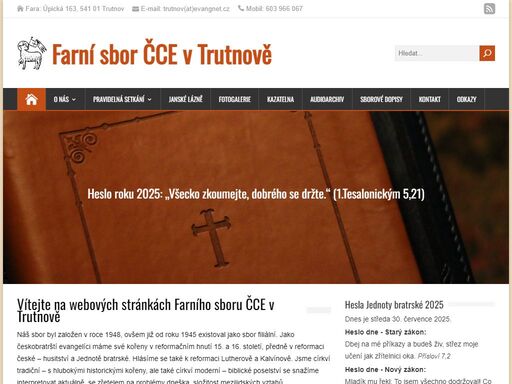 farní sbor českobratrské církve evangelické v trutnově - úpická 163. bohoslužby se konají každou neděli od 10:00 v trutnově, od 8:30 v janských lázních.