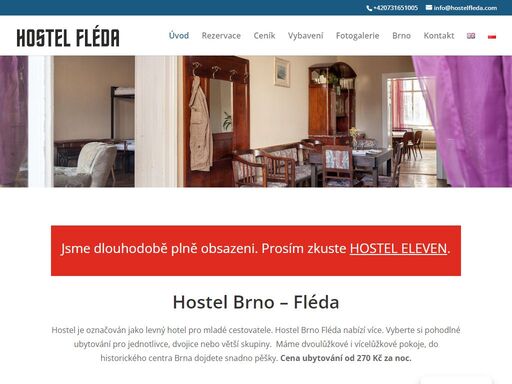 hostel brno. hostel fléda nabízí pohodlné ubytování pro jednotlivce, dvojice i skupiny. máme dvoulůžkové i vícelůžkové pokoje, do centra brna dojdete pěšky.
