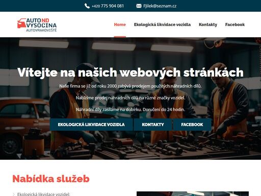 webová prezentace auto náhradní díly vysočina