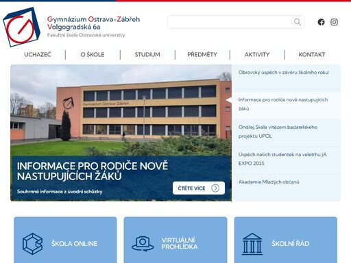 gymnázium ostrava-zábřeh, volgogradská 6afakultní škola ostravské univerzity. nabízíme vám přípravné kurzy pro uchazeče o studium na osmiletém gymnáziu...
