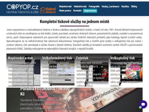 digitální tisk, velkoformátový a velkoplošný tisk, tisk a kopírování projektové dokumentace včetně skládání a kompletace. tisk plakáty, reklamní plachty, polepy, nástěnné tapety, knižní vazby, diplomové práce, výroba razítek, gravírované štítky