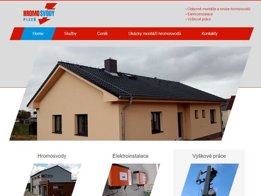výškové práce, elektroinstalace, revize montáže hromosvodů