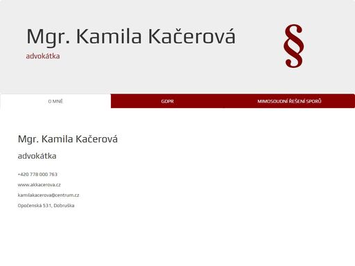 advokátka, kamila, kačerová, advokátní kancelář web advokátky kamily kačerové