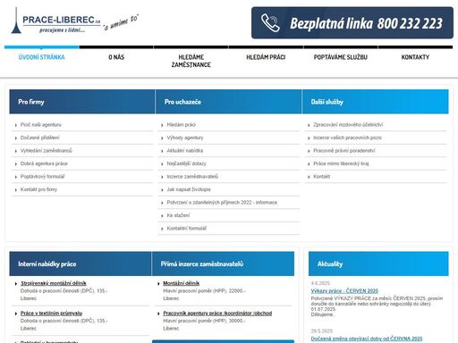 práce liberec - nabídky brigád i práce pro uchazeče, řešení středně- a dlouhodobých pracovních sil pro zaměstnavatele