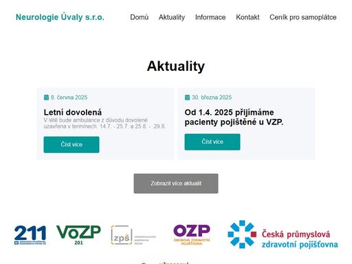 webové stránky ordinace neurologie úvaly s.r.o.. mudr. štěpánová