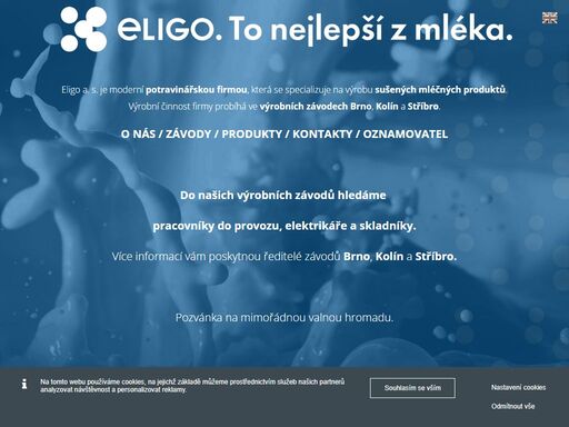 eligo a.s. vyrábí sušené mléčné produkty, výroba sušeného mléko, sušené mléko, sušené jogurty