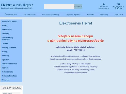 opravy elektrospotřebičů - prodej náhradních dílů