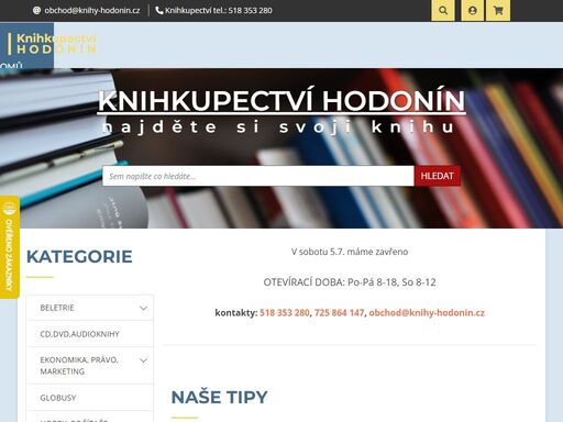 najděte si u nás svoji knihu. internetové knihkupectví a kamenná prodejna v hodoníně vám nabízí širokou nabídku knih všech žánrů za výhodné ceny a velmi krátké dodací lhůty.