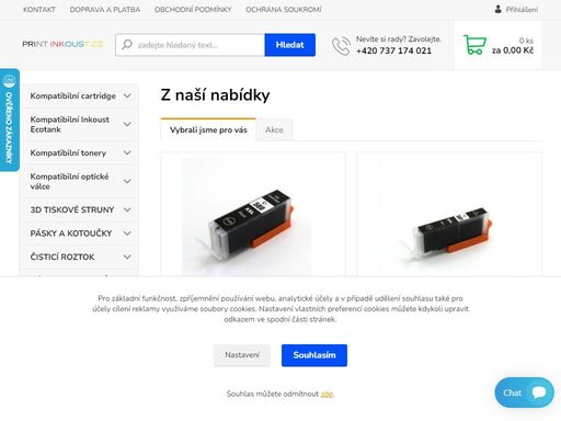  internetový obchod nabízející levné kompatibilní inkoustové náplně a tonery do tiskáren