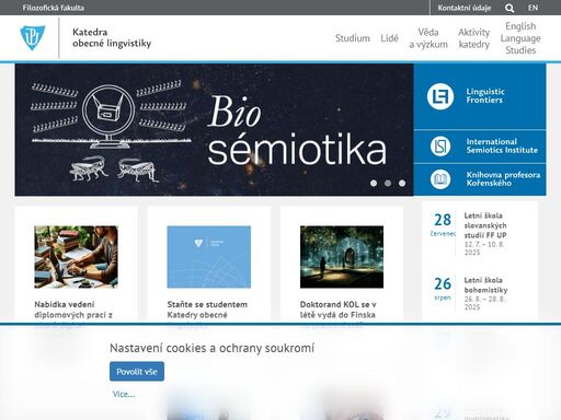 hlavní webové stránky filozofické fakulty univerzity palackého v olomouci