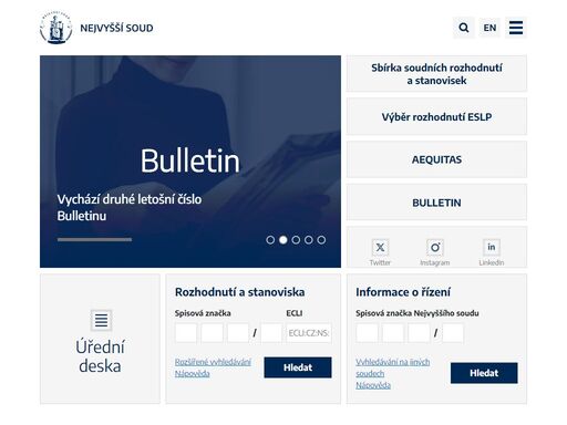 nejvyšší soud se sídlem v brně je vrcholným soudním orgánem ve věcech patřících do pravomoci soudů v občanském soudním řízení a v trestním řízení o mimořádných opravných prostředcích s výjimkou záležitostí, o nichž rozhoduje ústavní soud a nejvyšší správní soud.