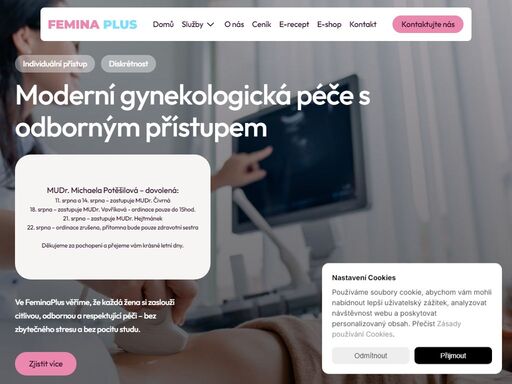 ve feminaplus věříme, že každá žena si zaslouží citlivou, odbornou a respektující péči – bez zbytečného stresu a bez pocitu studu.