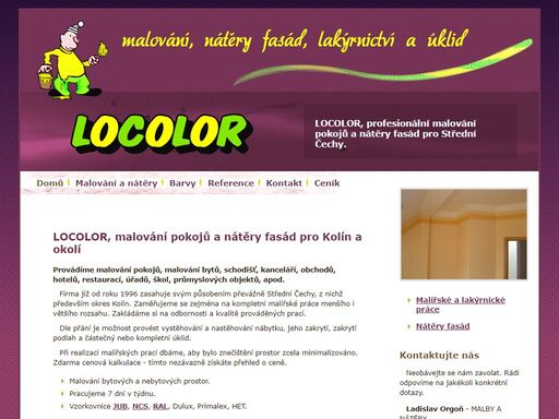 locolor, profesionální malování pokojů a nátěry fasád pro středočeský kraj.